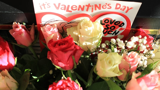 Roses and a valentine's day card