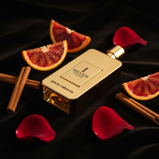 Paco Rabanne 1 Million Eau de Toilette with blood orange rose petals and cinnamon