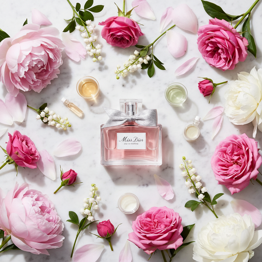 Miss Dior Eau de Parfum - Flat Lay with Fragrance Notes