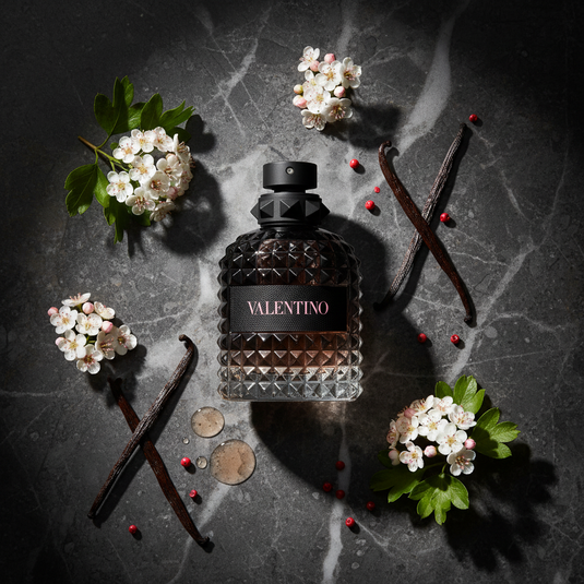 Valentino Uomo Born in Roma Eau de Toilette travertine flat lay