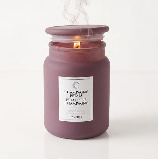 19 Oz Luxe Scented Candle With Glass Lid (Champagne Petals)