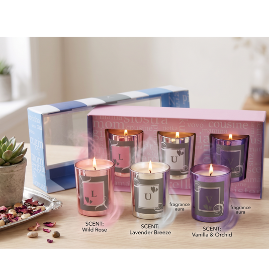 3pc Glass Candle With Asstd Fragrance Set