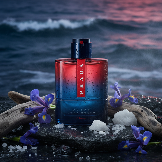 Prada Luna Rossa Ocean Eau de Parfum wet rocks flat lay