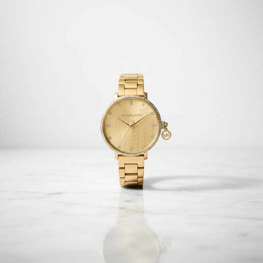 Michael Kors Mini Pyper Pavé Watch - Gold Tone on White Marble