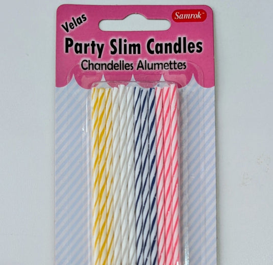 Party Slims Assorted Coloured Candles